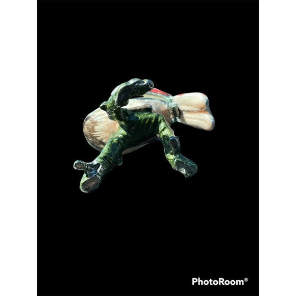 Vtg Female Cardinal Bird Pewter Jewelry Trinket Box Hinged Lid Enamel Jeweled - Picture 9 of 9